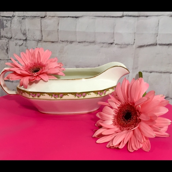 Vintage China Gravy Boat, Pink Floral China, Edwin Knowles China, Serving Dish - Picture 2 of 5